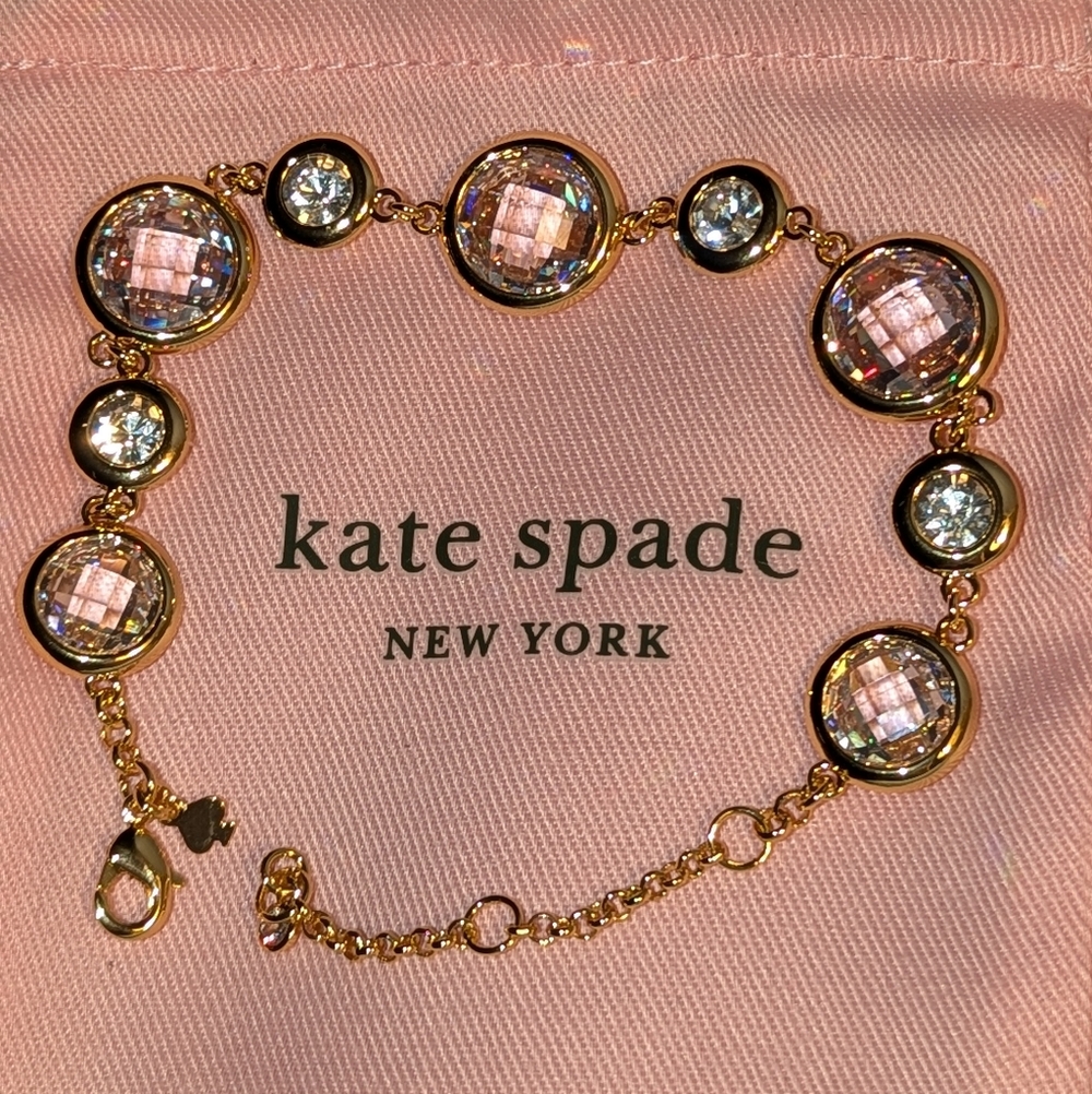 NWT Kate Spade On the Dot Bracelet - Stunning - Clear/Gold